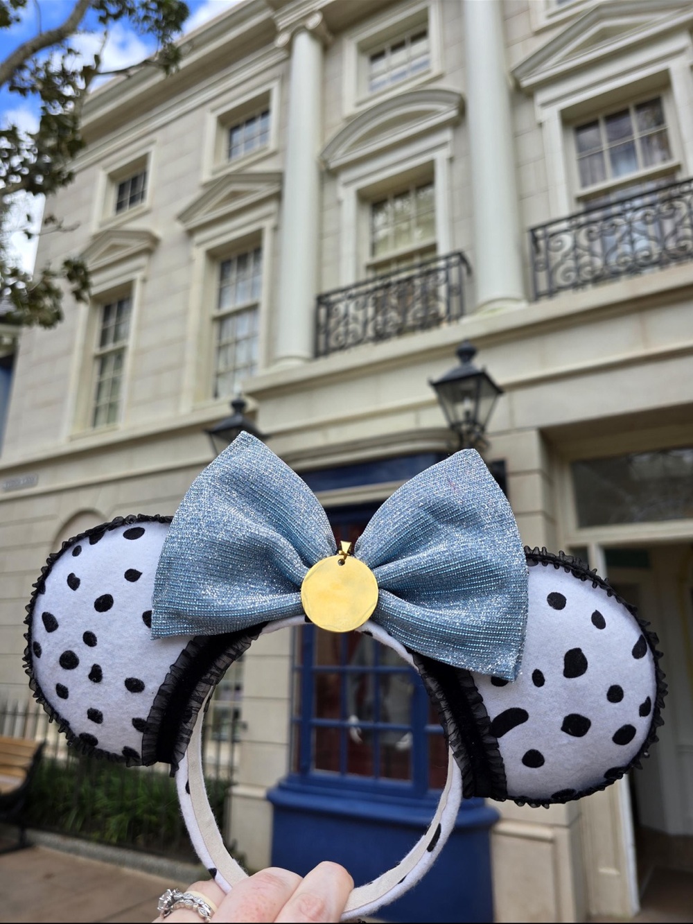 101 Dalmatians Mouse Ear Headband with Blue Bow